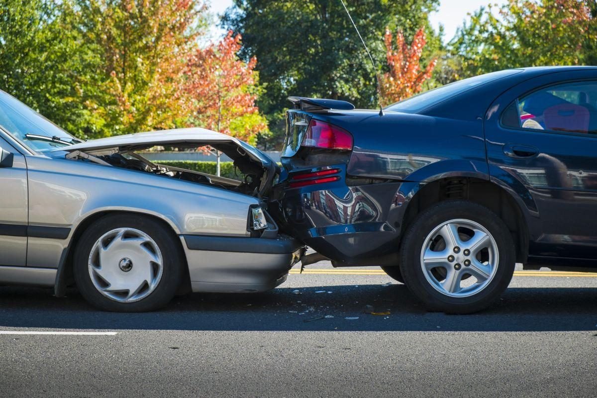 Rear-end collision between two cars on a residential street, the kind of crash that starts most Santa Clarita car accident claims.