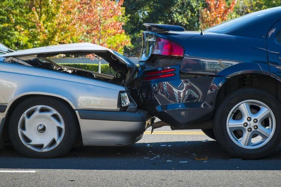 Collision damage on two vehicles, the kind worth photographing from several angles.